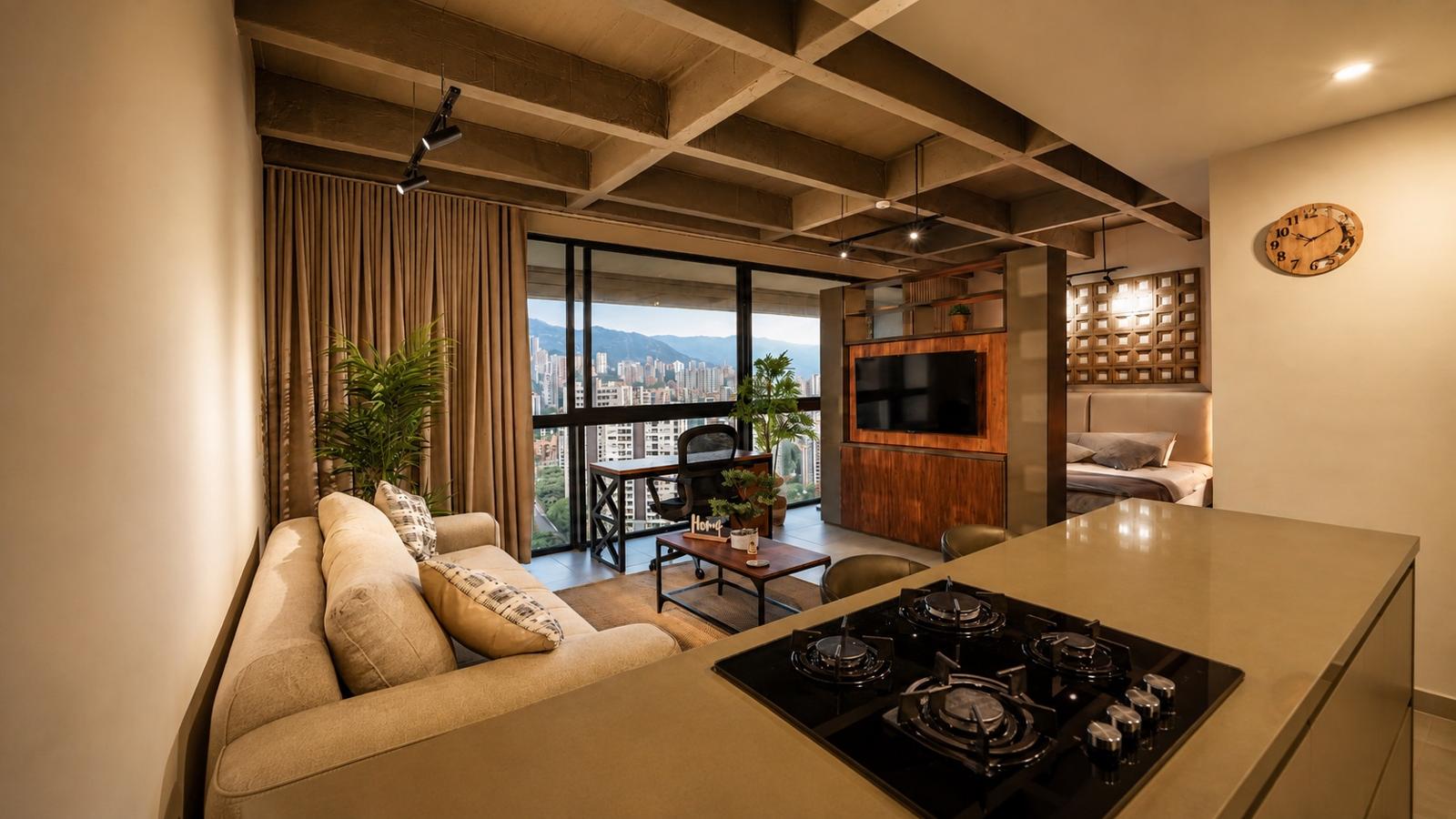 Design loft in Medellín with mountain views