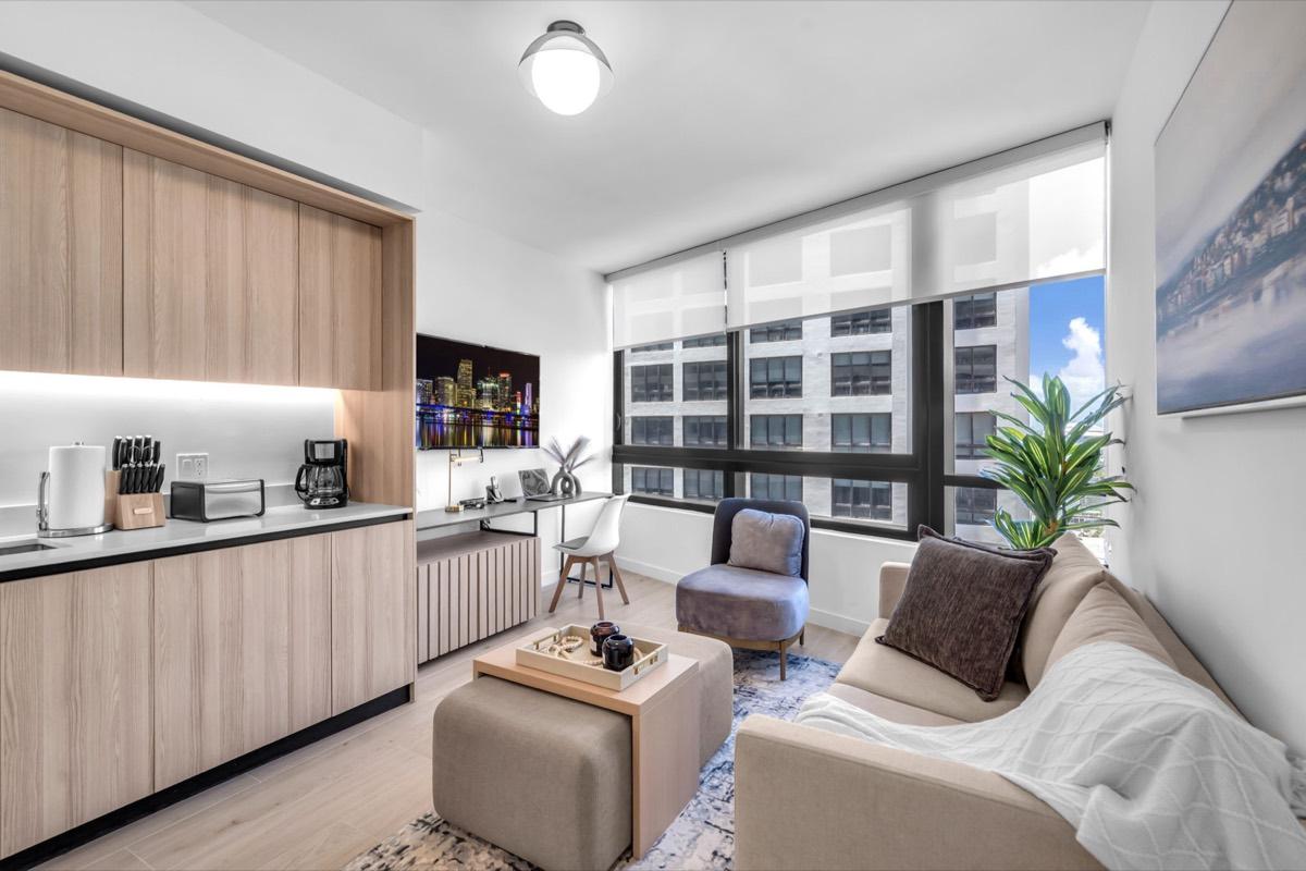 District 2002 living room with city view